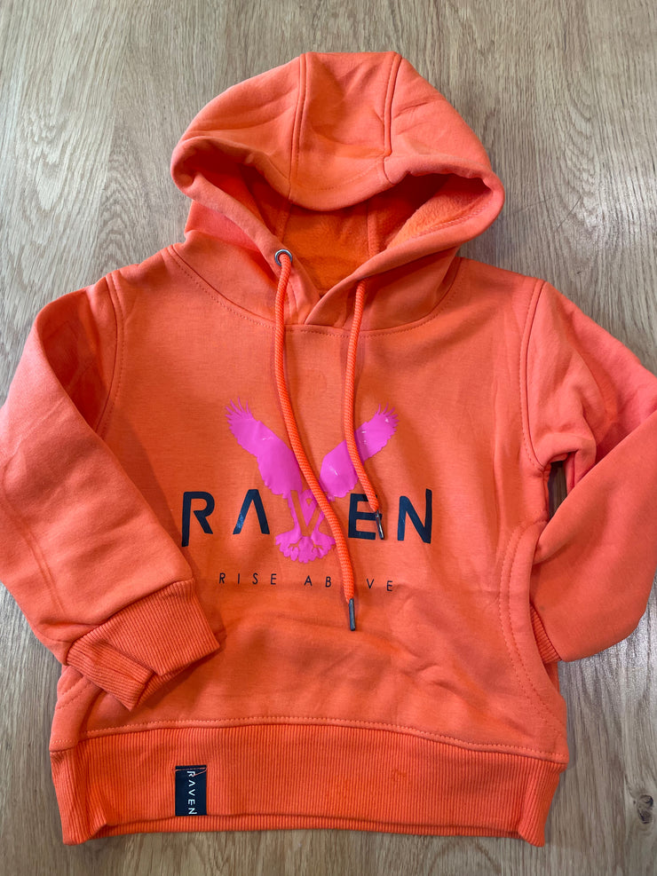 Orange kids Raven hoodie with logo