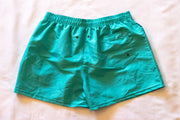 back of mens turquoise gym shorts