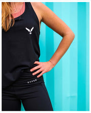 black racer tank top and bike shorts
