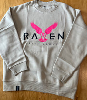 grey crewneck sweather with Raven logo