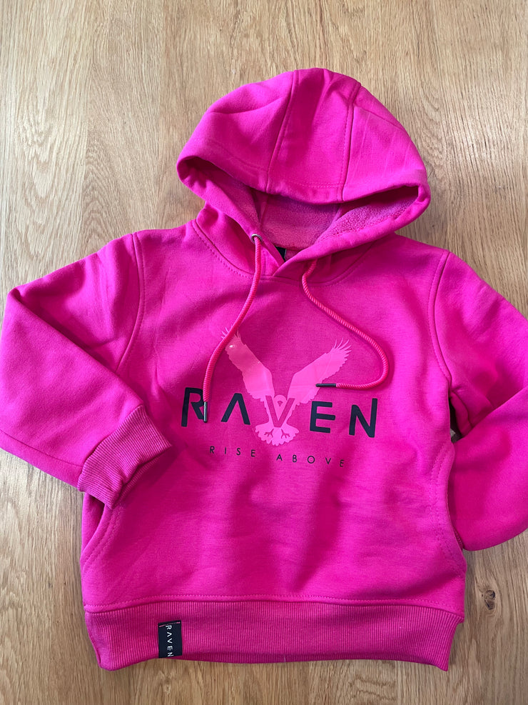 pink kids Raven hoodie with logo