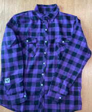 purple plaid button up long sleeve shirt