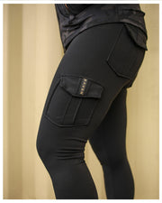 side view of black cargo pants