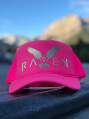 Pink Gold Leaf Raven Snapback Hat
